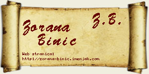Zorana Binić vizit kartica
